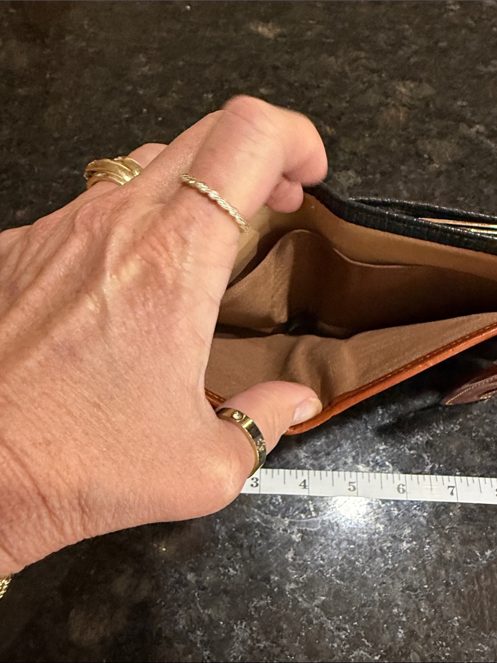 Dooney & Bourke Black Pebbled Leather wallet/Coin Purse with Brown Trim - Picture 7 of 10